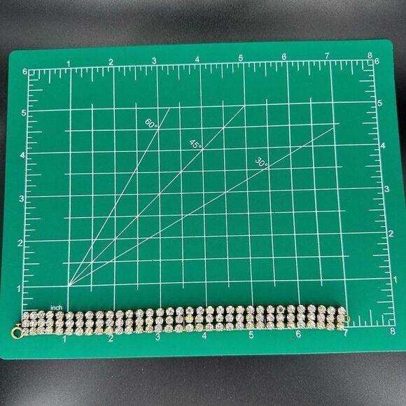 Rhinestones Bracelet Three Layer Marked Slovakia Spring Ring Clasp - Picture 8 of 9